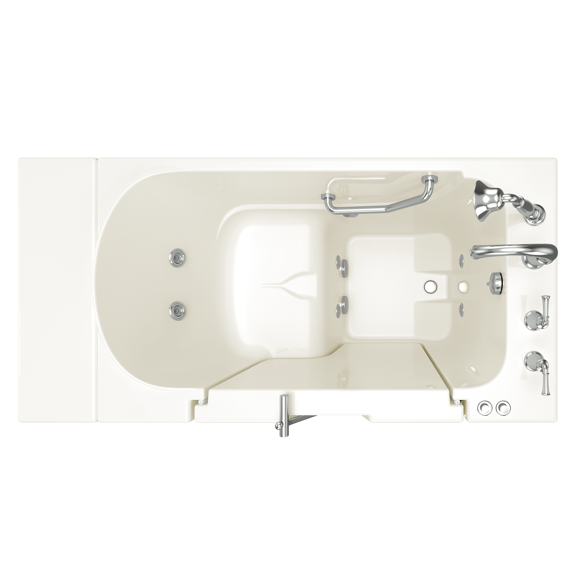 Gelcoat Value Series 30 x 52  Inch Walk in Tub With Whirlpool System   Right Hand Drain With Faucet WIB LINEN